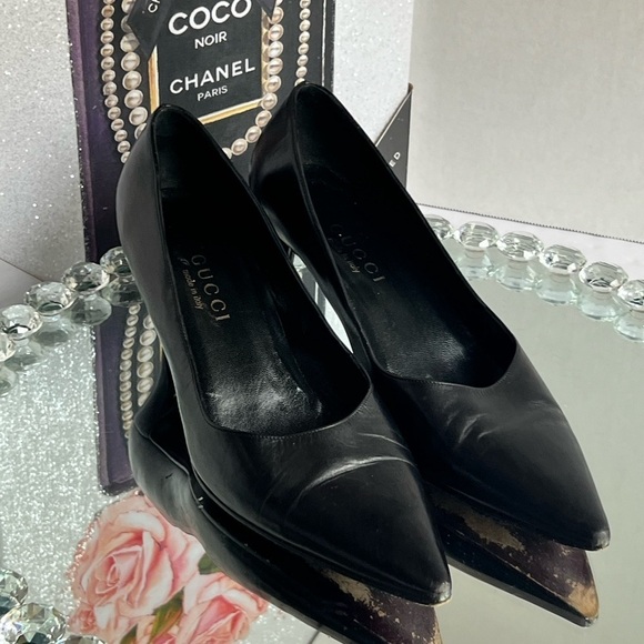 GUCCI  Black Leather Classic Pump 1012555  Size 38.5 C Made in Italy - Picture 4 of 13